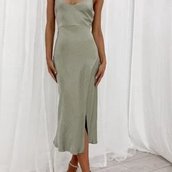 Levency New In Satin Slit Slip Dress