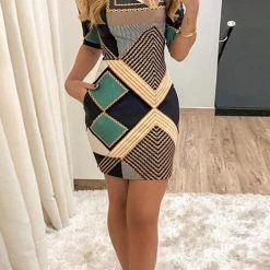 Levency Geometry Pockets Bodycon Dress New In