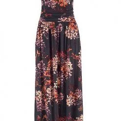 Levency Print Strapless Pockets Maxi Dress New In