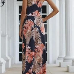 Levency Print Strapless Pockets Maxi Dress New In
