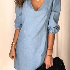 Levency New In V Neck Half Sleeve Mini Dress