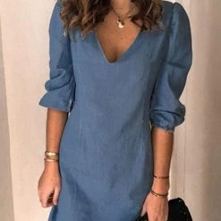 Levency New In V Neck Half Sleeve Mini Dress