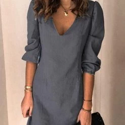 Levency New In V Neck Half Sleeve Mini Dress