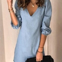 Levency New In V Neck Half Sleeve Mini Dress