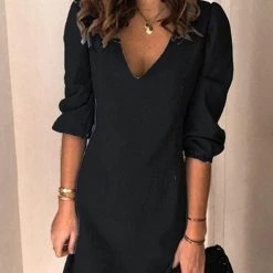 Levency New In V Neck Half Sleeve Mini Dress