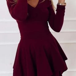 Levency Layer V Neck Long Sleeve Dress New In