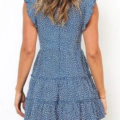 Levency New In Print Deep V Neck Mini Dress