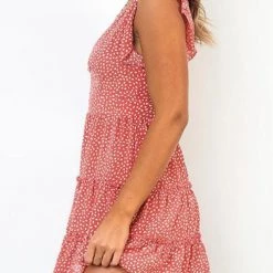 Levency New In Print Deep V Neck Mini Dress