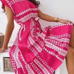 Levency Print Belted Dress