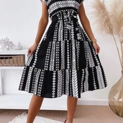 Levency Print Belted Dress