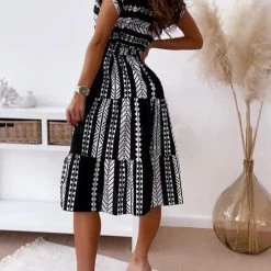 Levency Print Belted Dress