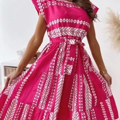 Levency Print Belted Dress