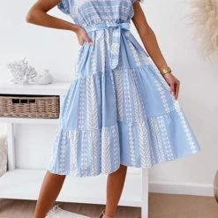 Levency Print Belted Dress