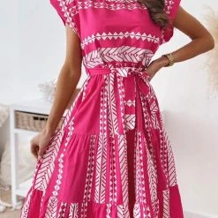 Levency Print Belted Dress