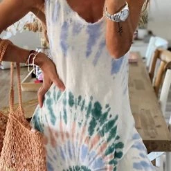 Levency Tie Dye Sleeveless Maxi Dress