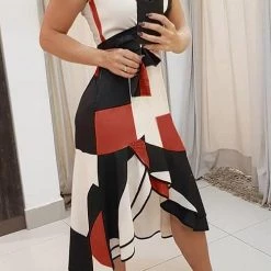 Levency Irregularity Hem V Neck Sleeveless Dress New In