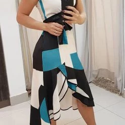 Levency Irregularity Hem V Neck Sleeveless Dress New In