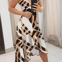 Levency Irregularity Hem V Neck Sleeveless Dress New In