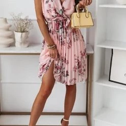 Levency Floral Print V Neck Dress