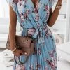 Levency Floral Print V Neck Dress