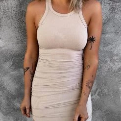 Levency Ruched Sleeveless Mini Dress New In