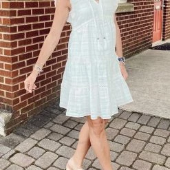 Levency Ruffles Hollow V Neck Mini Dress New In