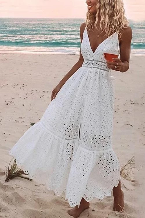 Levency Hollow Button Slip Maxi Dress 14 Levency Hollow Button Slip Maxi Dress