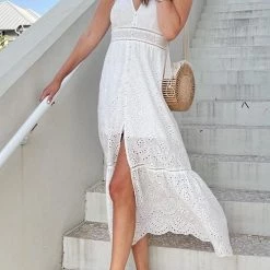 Levency Hollow Button Slip Maxi Dress 49 Levency Hollow Button Slip Maxi Dress