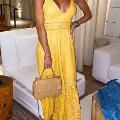 Levency Hollow Button Slip Maxi Dress 39 Levency Hollow Button Slip Maxi Dress