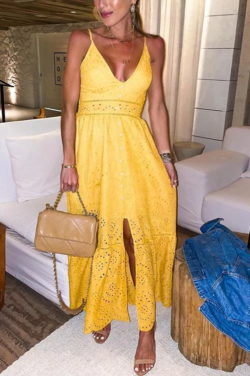 Levency Hollow Button Slip Maxi Dress 11 Levency Hollow Button Slip Maxi Dress