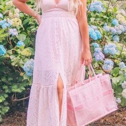 Levency Hollow Button Slip Maxi Dress