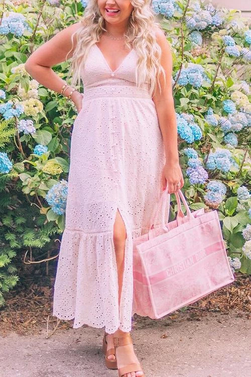 Levency Hollow Button Slip Maxi Dress 2 Levency Hollow Button Slip Maxi Dress