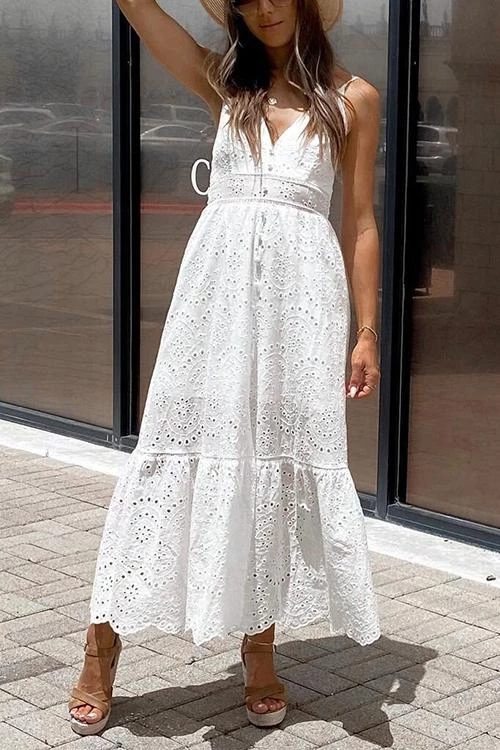 Levency Hollow Button Slip Maxi Dress 12 Levency Hollow Button Slip Maxi Dress