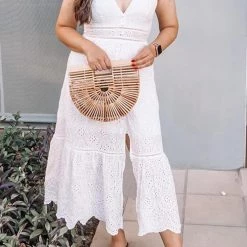 Levency Hollow Button Slip Maxi Dress 40 Levency Hollow Button Slip Maxi Dress