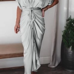 Levency New In Button Knot Bat Drape Dress