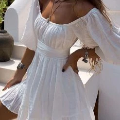 Levency Linen Square Neck Mini Dress