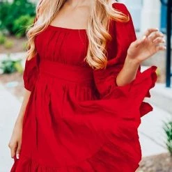 Levency Linen Square Neck Mini Dress