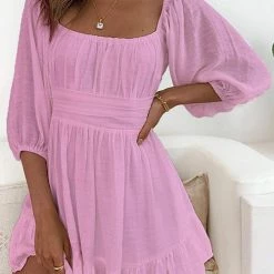 Levency Linen Square Neck Mini Dress