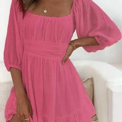 Levency Linen Square Neck Mini Dress