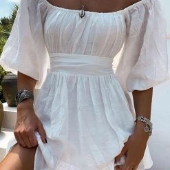 Levency Linen Square Neck Mini Dress