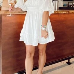 Levency Linen Square Neck Mini Dress