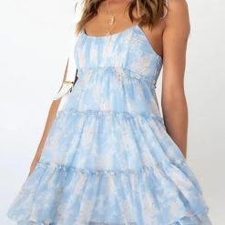 Levency Ruffles Floral Print Slip Mini Dress New In