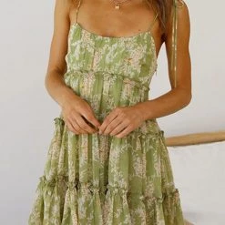 Levency Ruffles Floral Print Slip Mini Dress New In