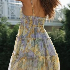 Levency Ruffles Floral Print Slip Mini Dress New In