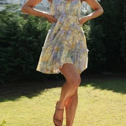 Levency Ruffles Floral Print Slip Mini Dress New In