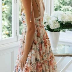 Levency Ruffles Floral Print Slip Mini Dress New In