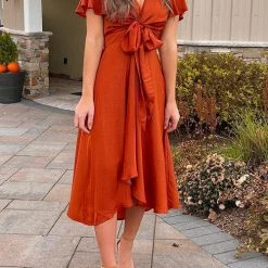 Levency Irregularity Hem Knot Short Sleeve Dress