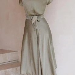 Levency Irregularity Hem Knot Short Sleeve Dress