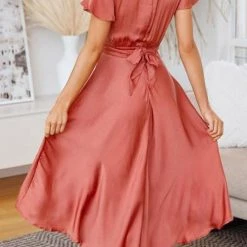 Levency Irregularity Hem Knot Short Sleeve Dress