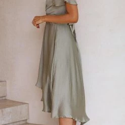 Levency Irregularity Hem Knot Short Sleeve Dress